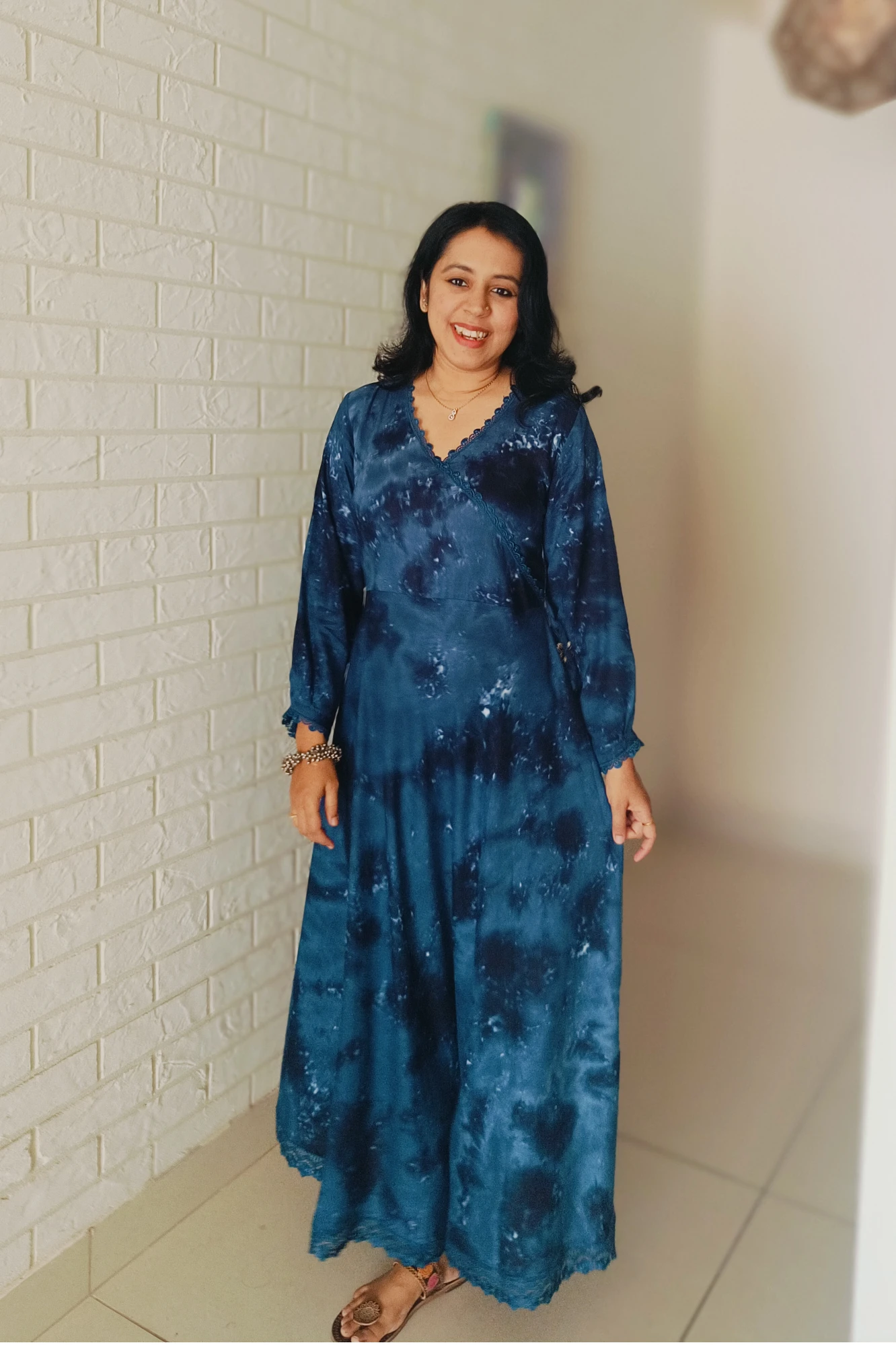 Midnight blue Viscose tie-dye circular maxi (XL)