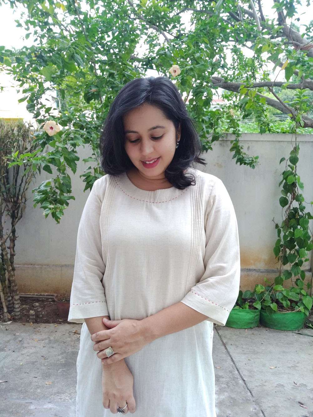 Pin Tucks Cotton Kurta (M)