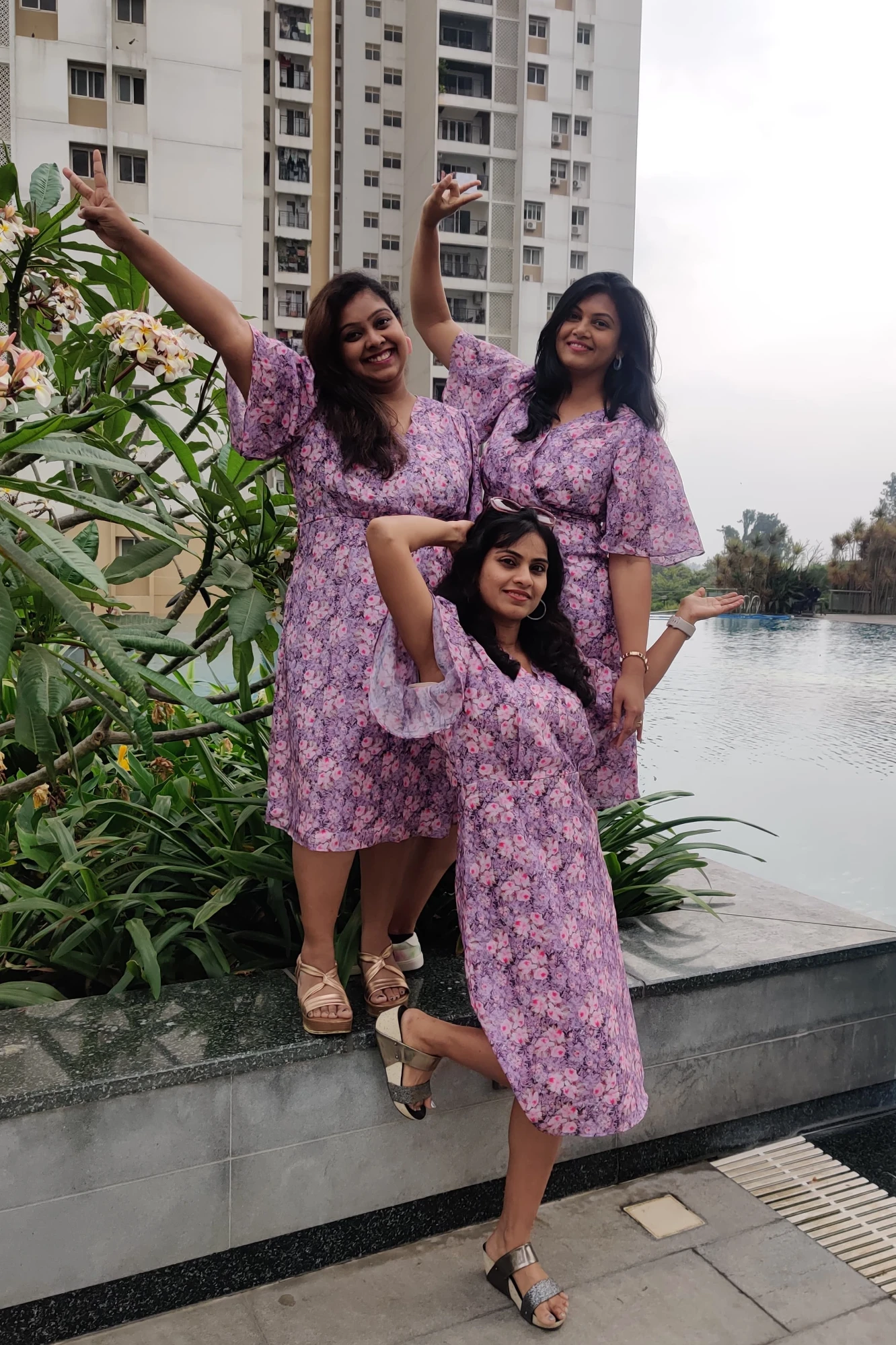Lavender printed Chinnon dress (XS)
