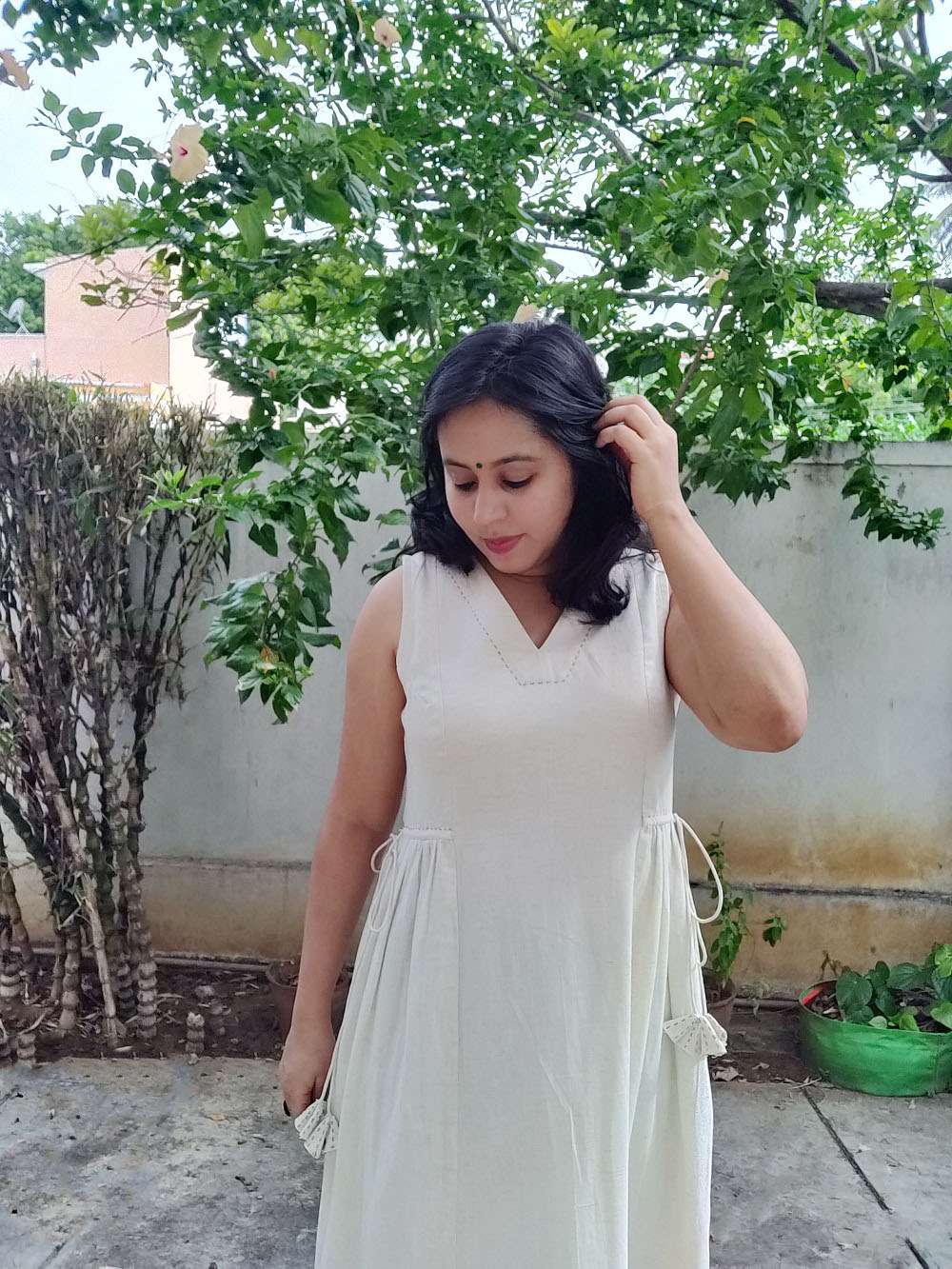 Panelled Drawstring Cotton Kurta/Dress (M)