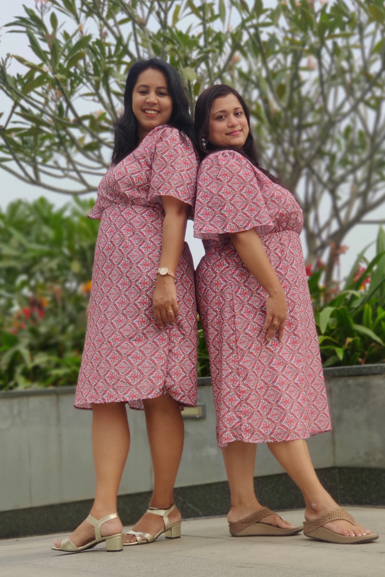 Red Ogee printed Chinnon dress (L)