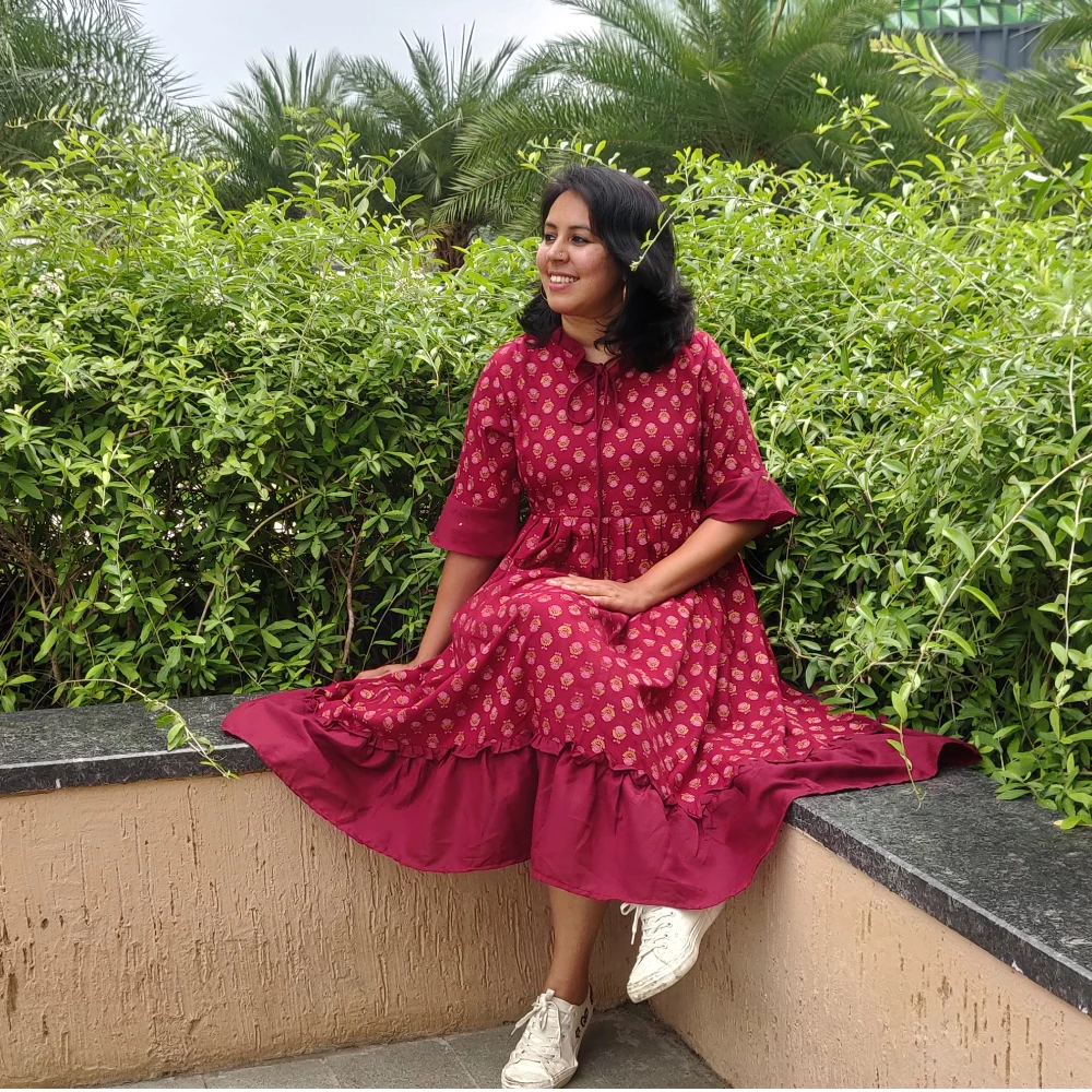 Rayon printed Midi dress