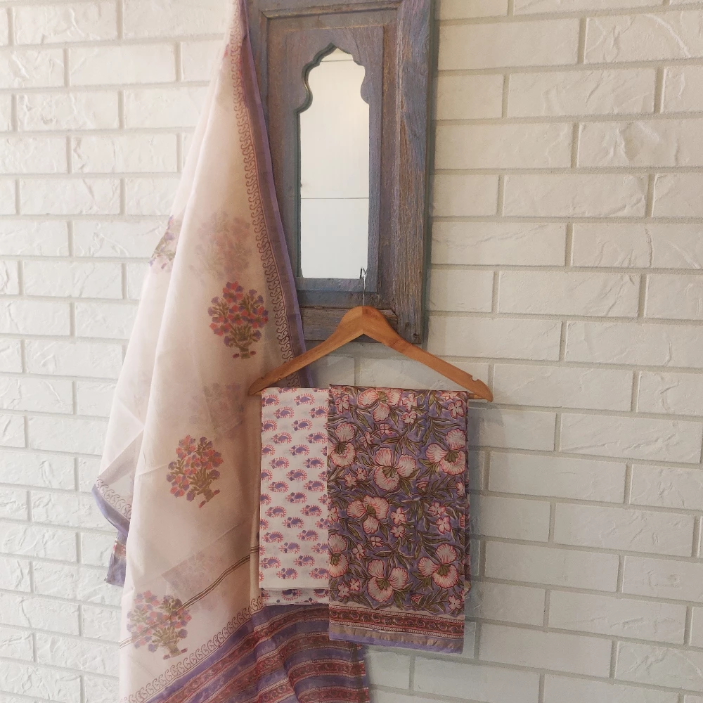 Lavender Chanderi Silk kurta set