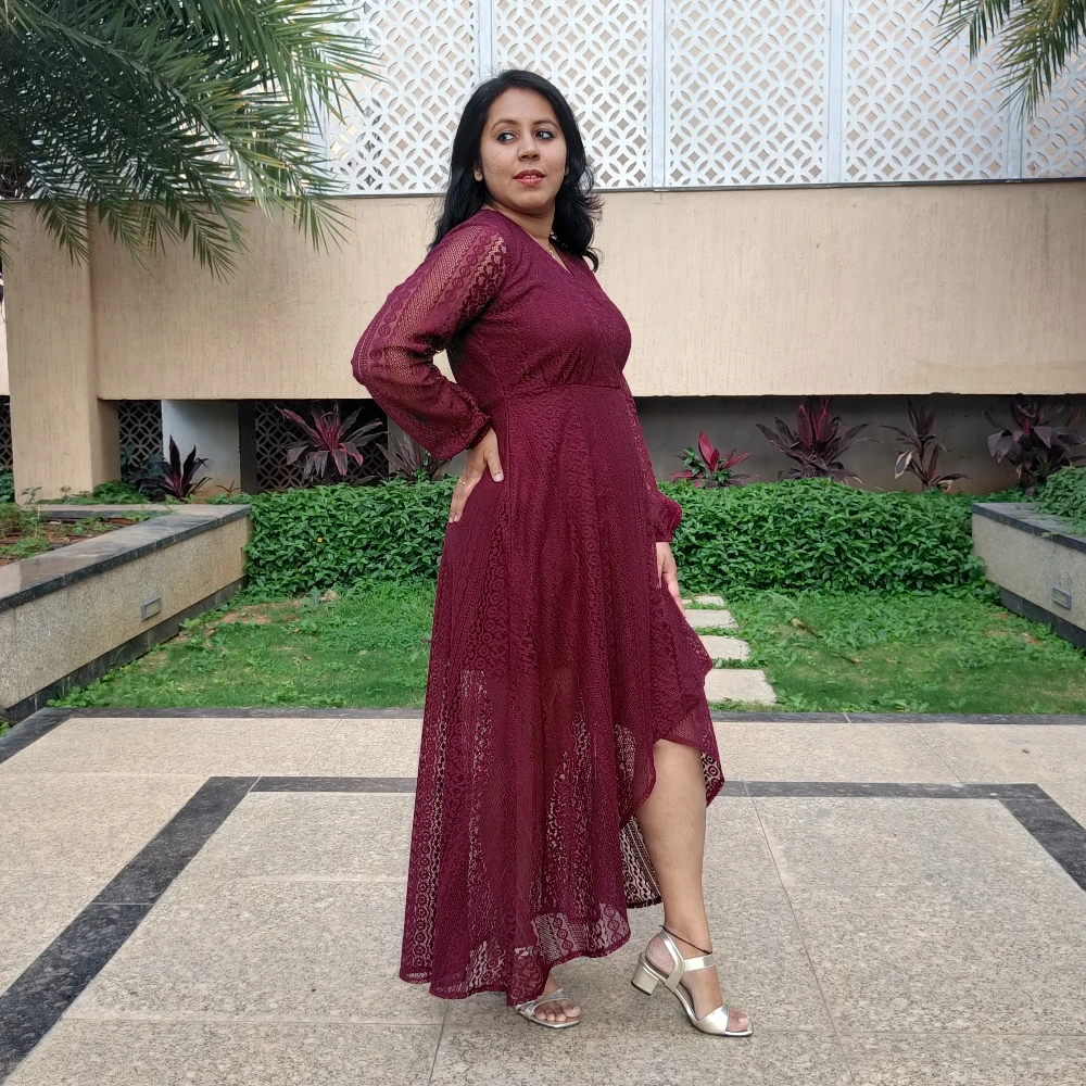 Burgundy Lace dress (XS)