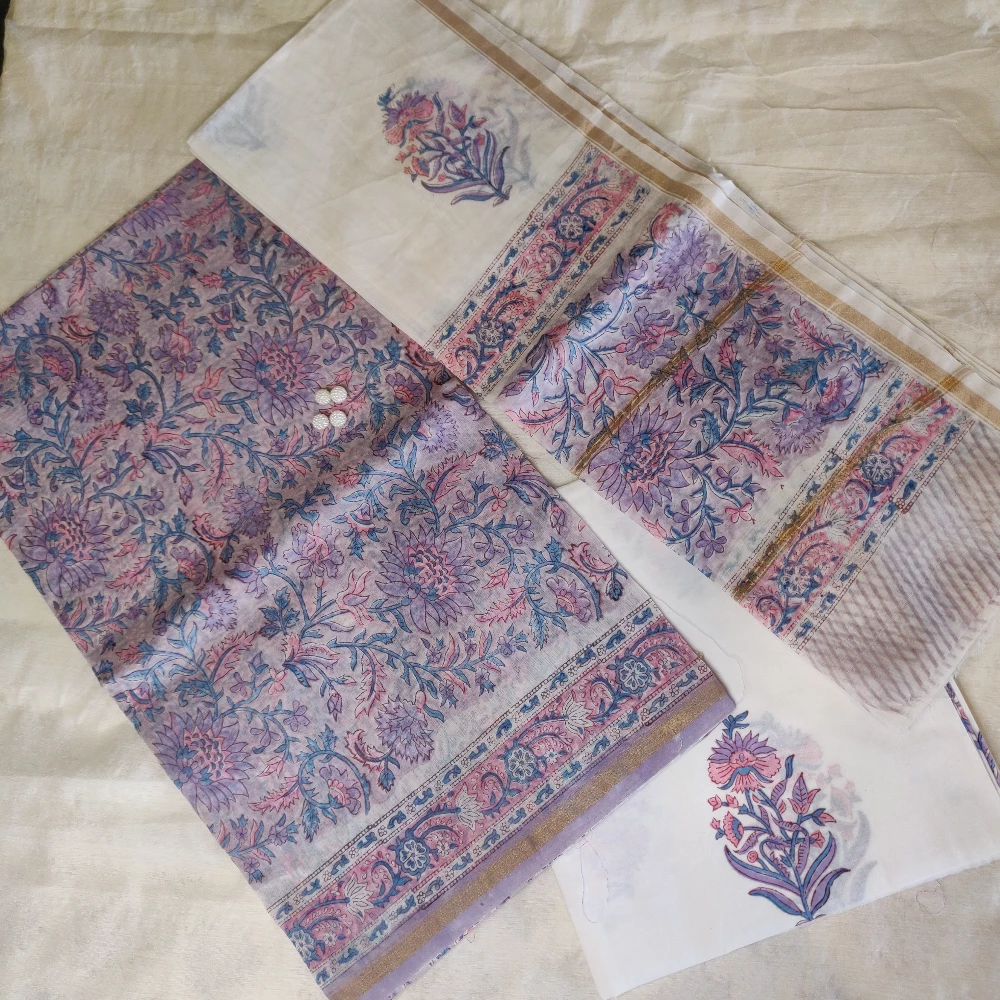 Lilac Chanderi Silk kurta set