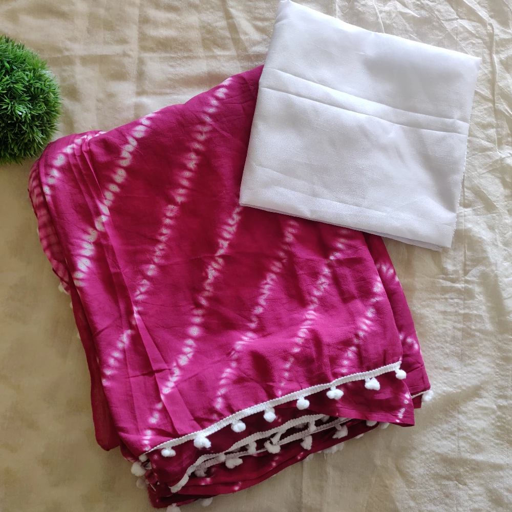 Pink Shibori Cotton saree
