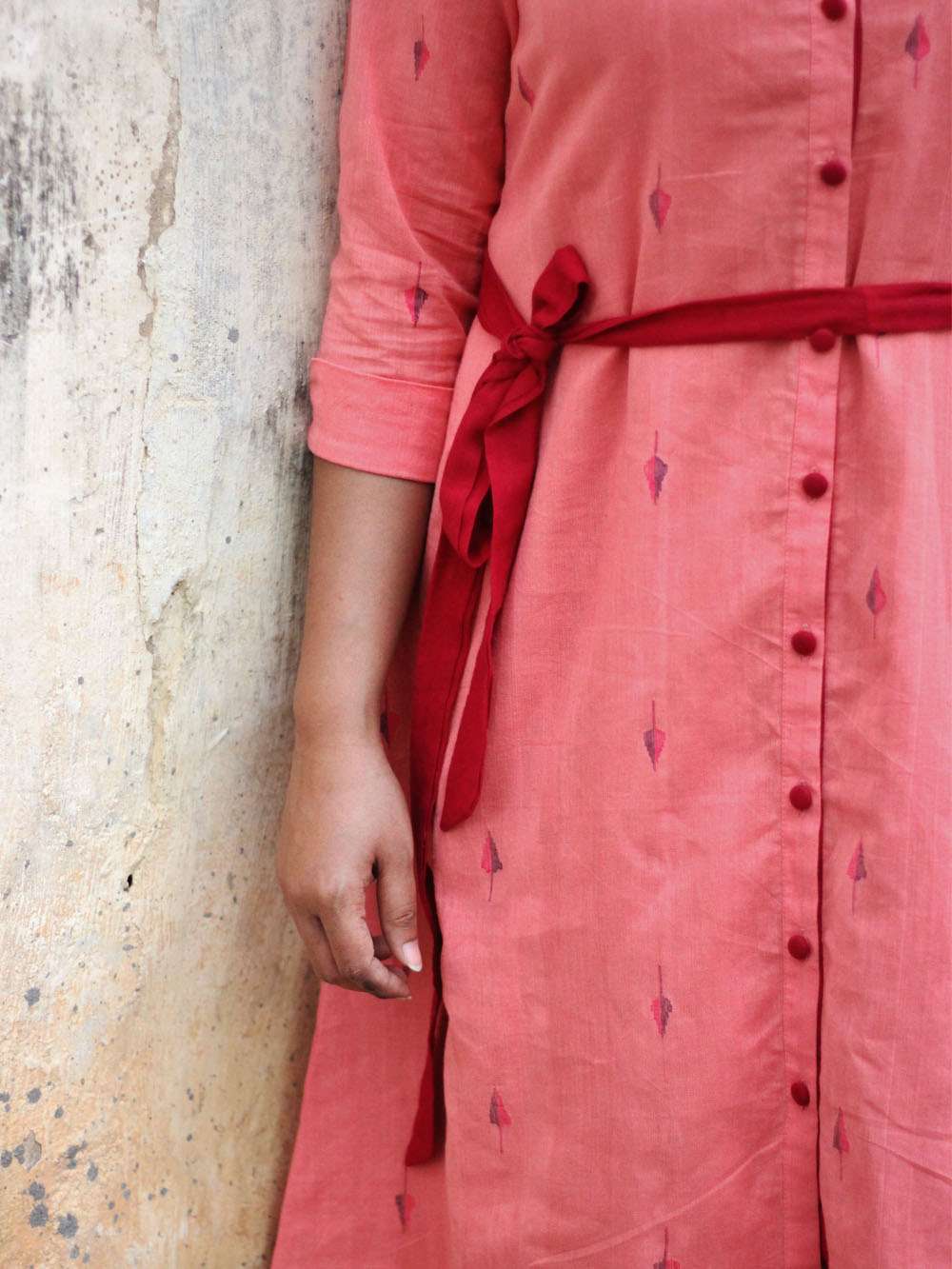 Handloom Cotton Jamdani - Button down dress (S)