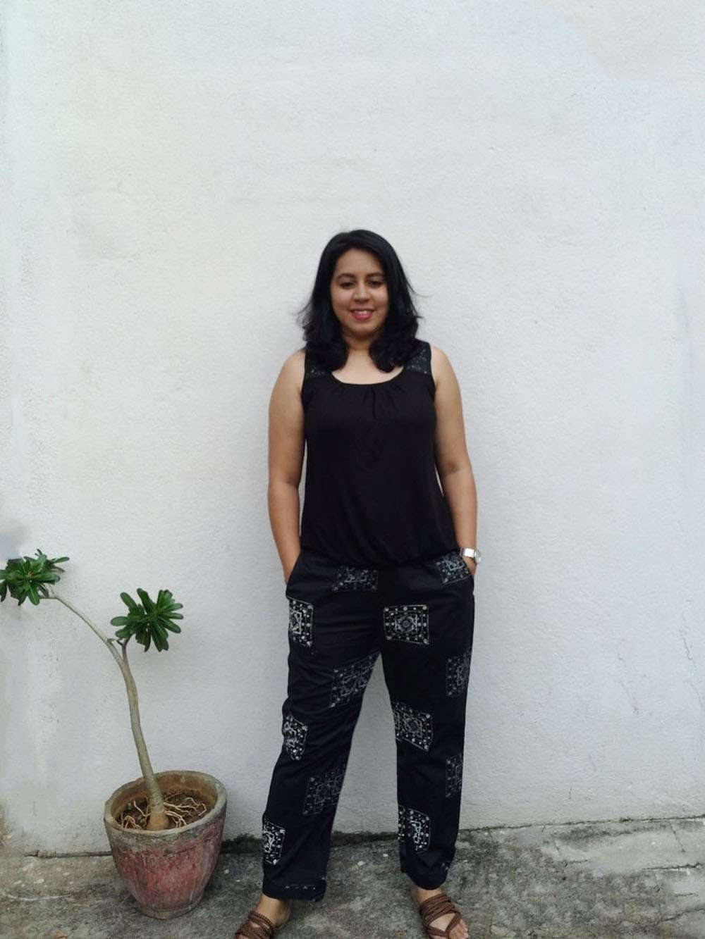 Smokey black hand block printed pants