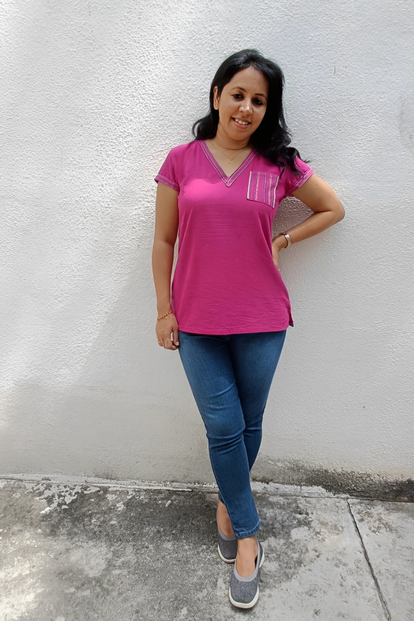 Hand embroidered cotton top (M)