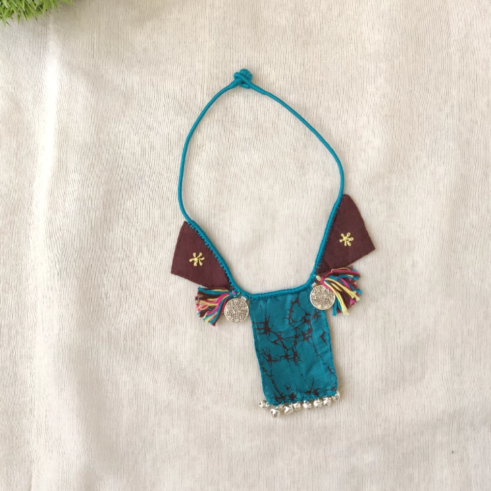 Tassel & Coin Neckpiece (green- printed)