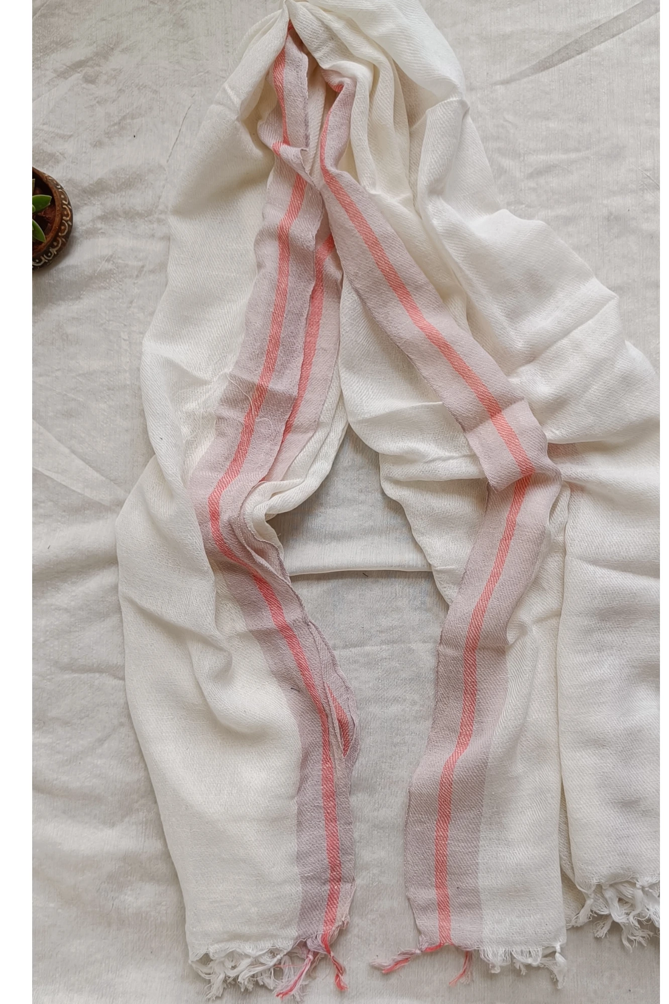 Ivory blush cotton stole