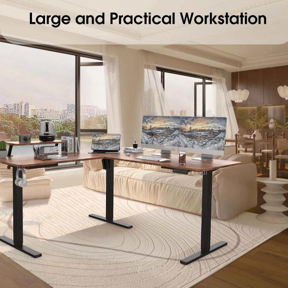 L Shape Height Adjustable Desk (Only Frame)