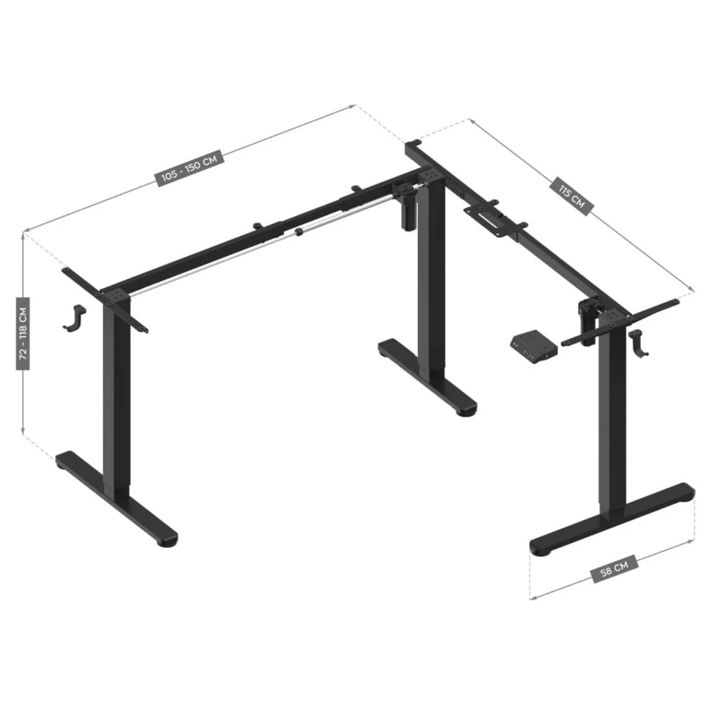 L Shape Height Adjustable Desk (Only Frame)