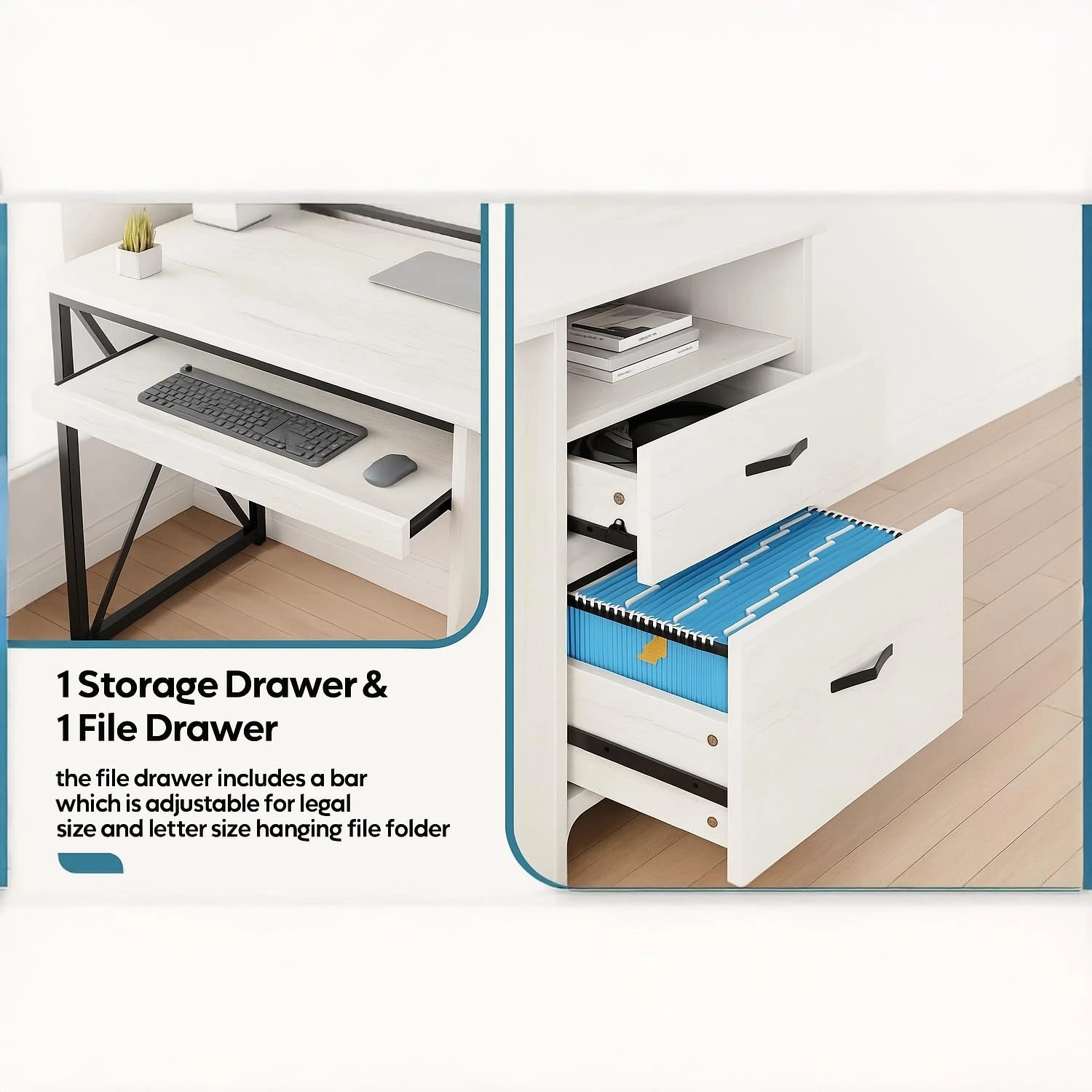 Drawer Pod Desk (White/120 Cm)