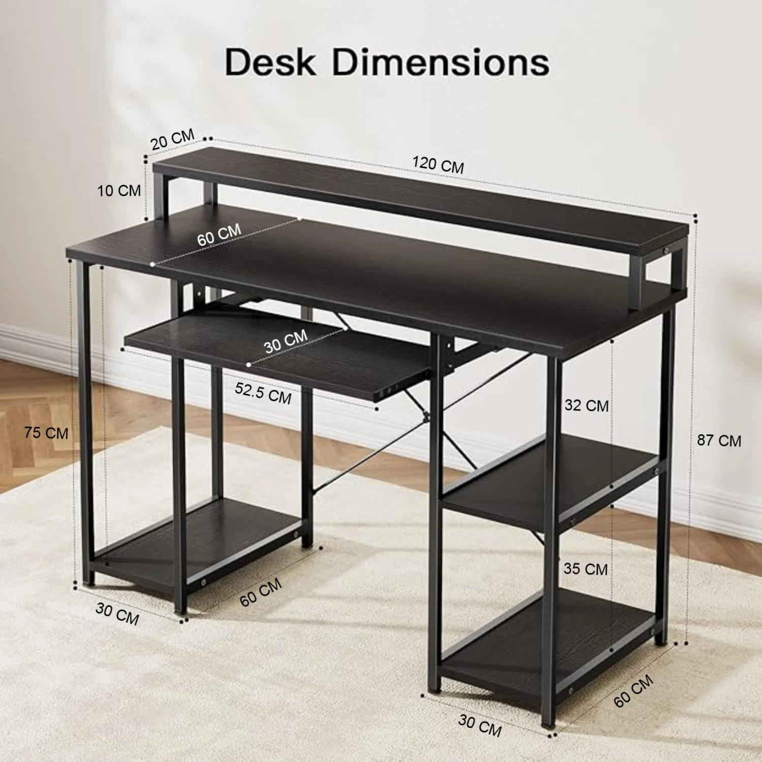 Trio Desk (120 Cm/Black)