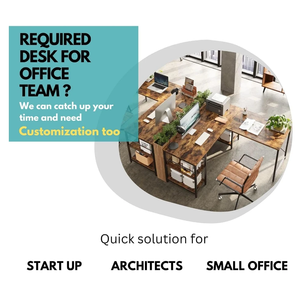 L Shape Height Adjustable Desk (Black)