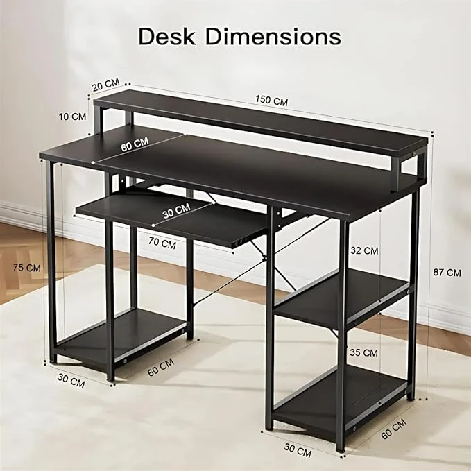 Trio Desk (150 Cm/Black)