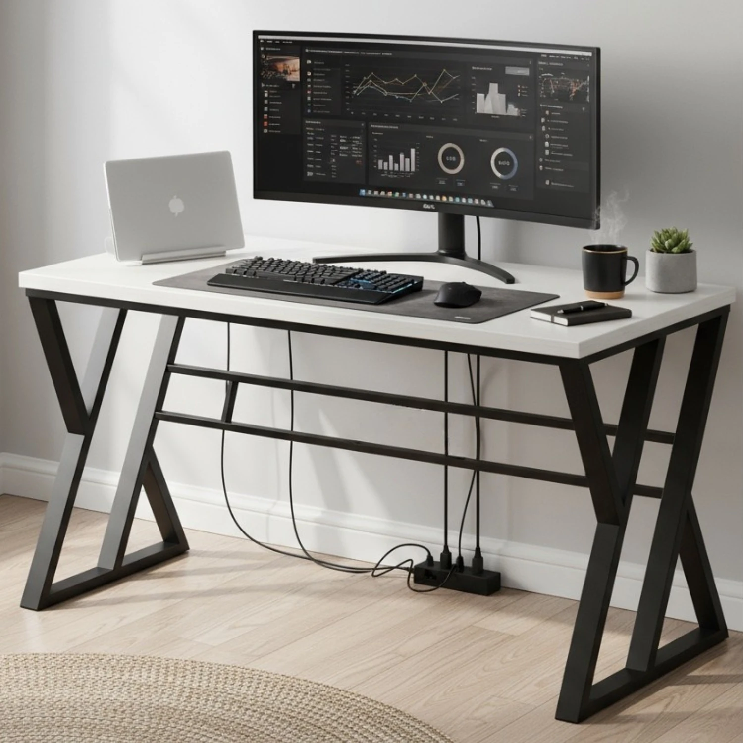 Jimmy Desk - 120Cm (Black & White)