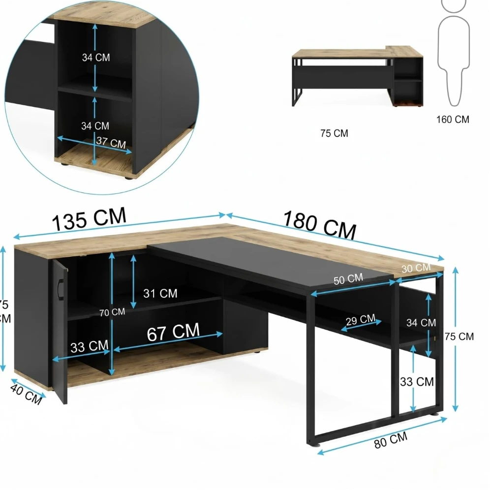 Director's Desk (Left Side Storage)