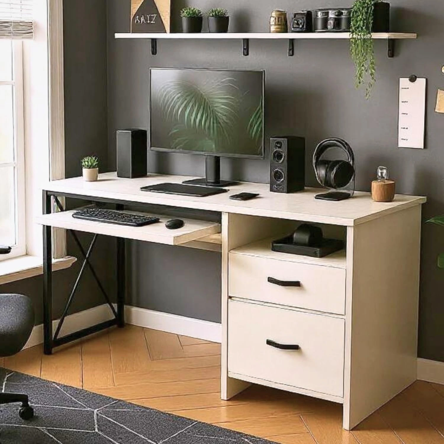 Drawer Pod Desk (White/120 Cm)