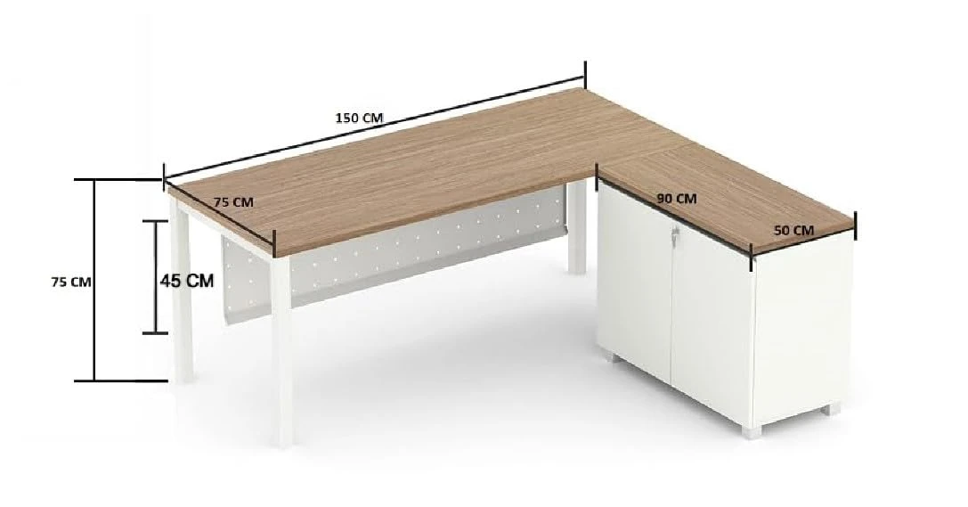 Serenity L-Shape Storage Desk (Walnut/150 CM)