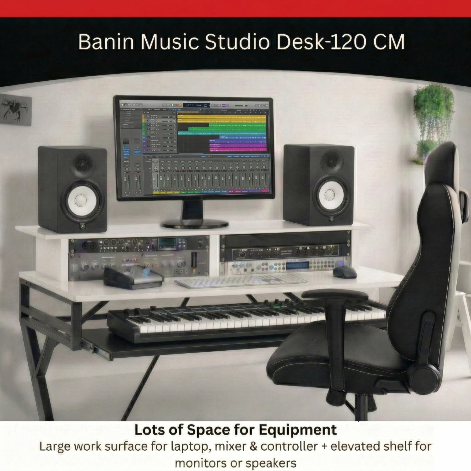 Banin Music Studio Desk (Black & white)
