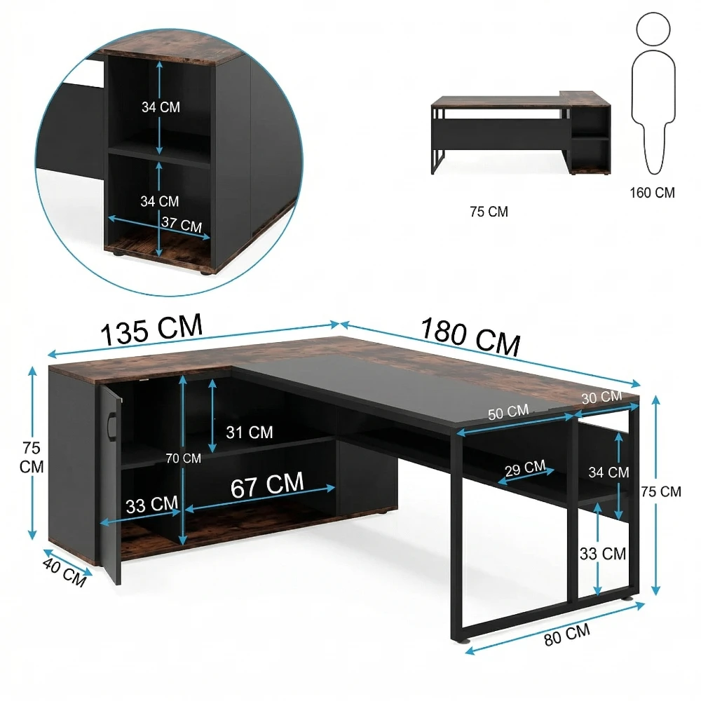 Director's Desk (Left Side Storage)