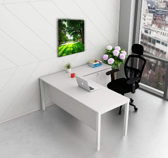 Serenity L-Shape Storage Desk (White/150 CM)