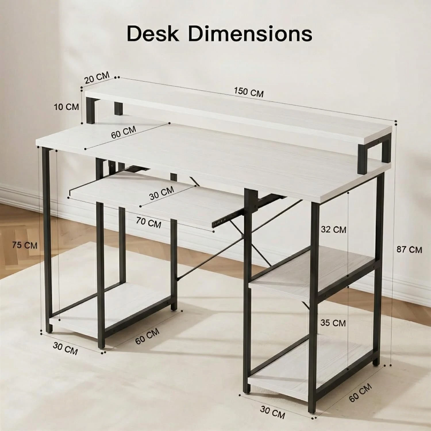 Trio Desk (150 Cm/WHIITE)