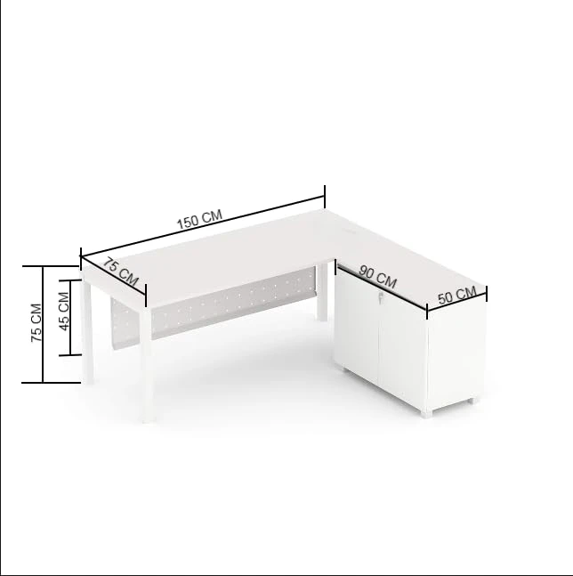Serenity L-Shape Storage Desk (White/150 CM)