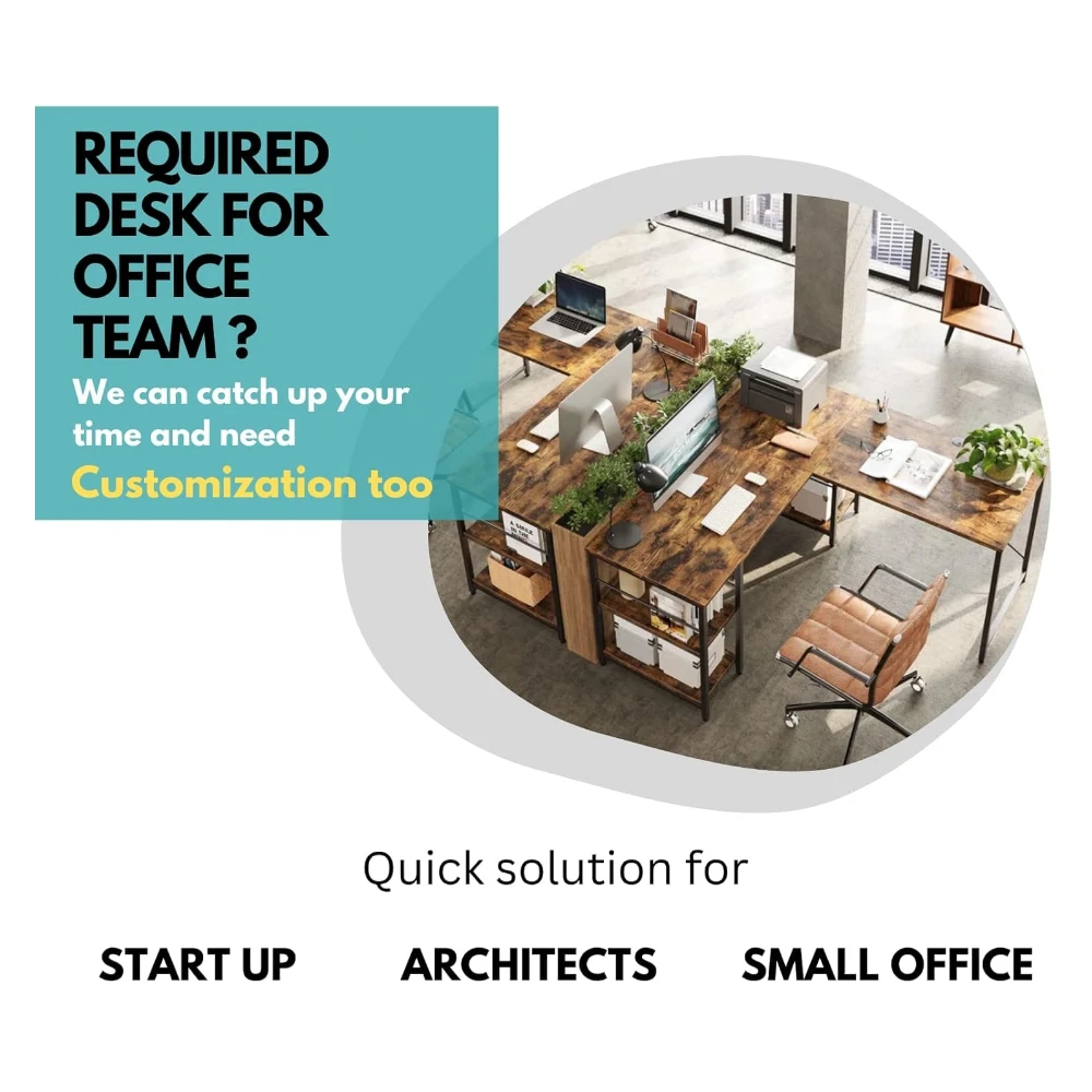L Shape Height Adjustable Desk (Brown)