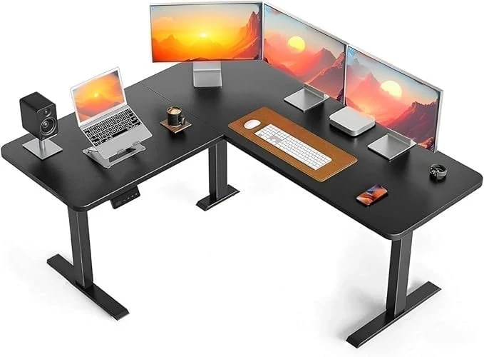 L Shape Height Adjustable Desk