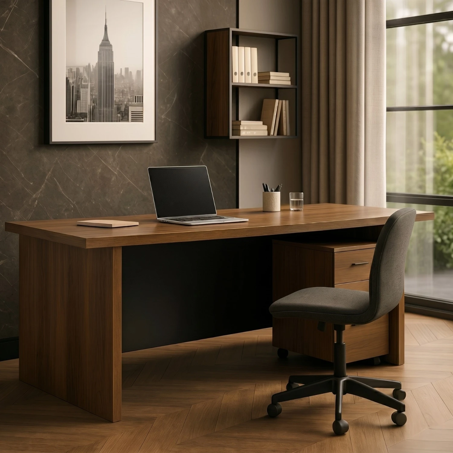 Valor Director Desk (120 CM/With Storage Cabinet)