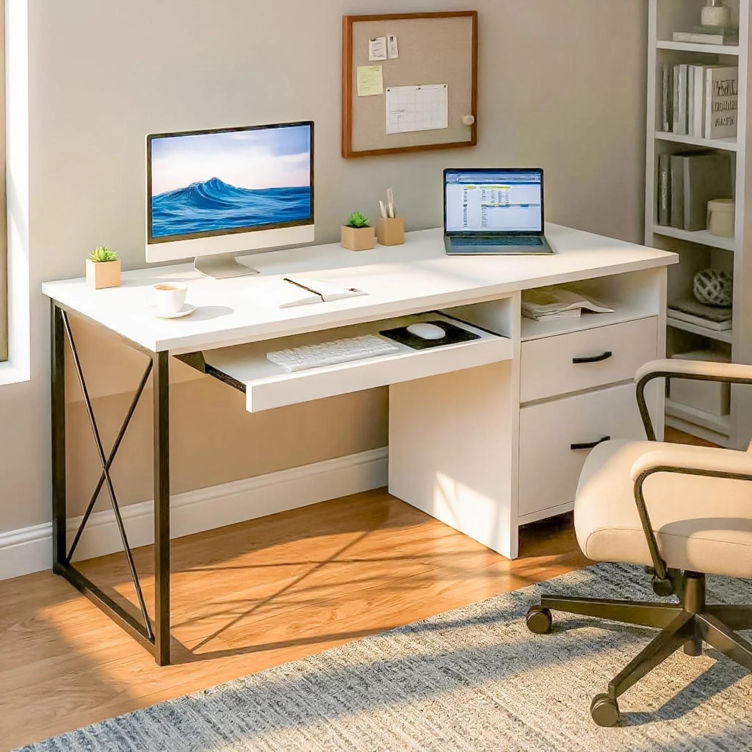 Drawer Pod Desk (White/120 Cm)