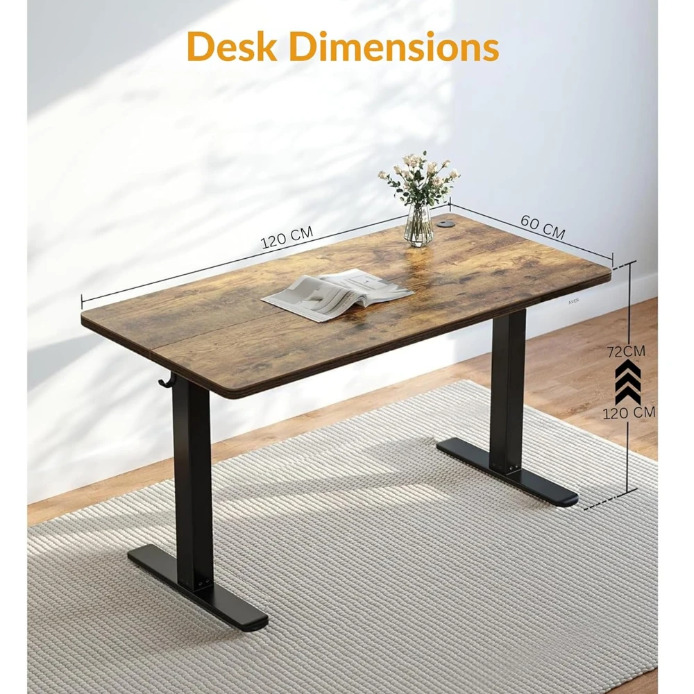 Height Adjustable Desk (Brown/Dual Motor)
