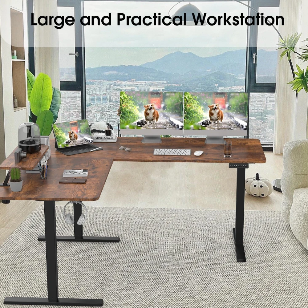 L Shape Height Adjustable Desk (Only Frame)