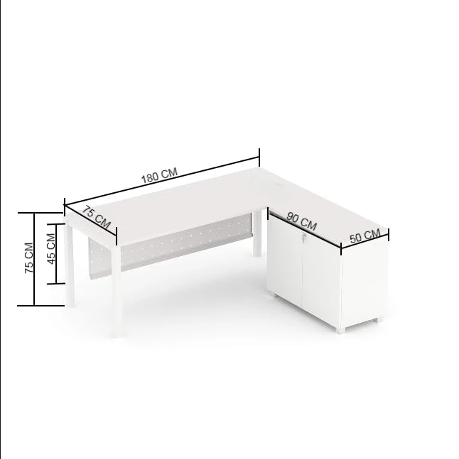 Serenity L-Shape Storage Desk (White/180 CM)