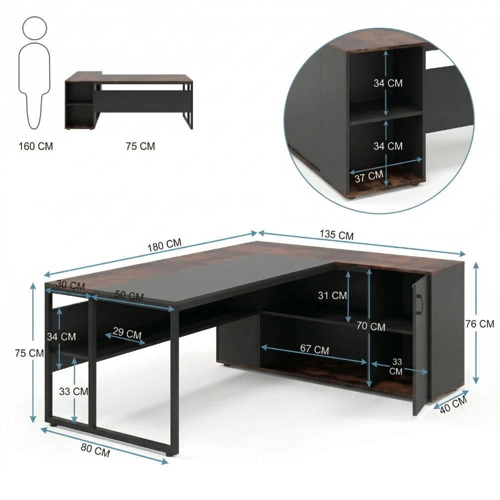 Director's Desk (Right Side Storage)