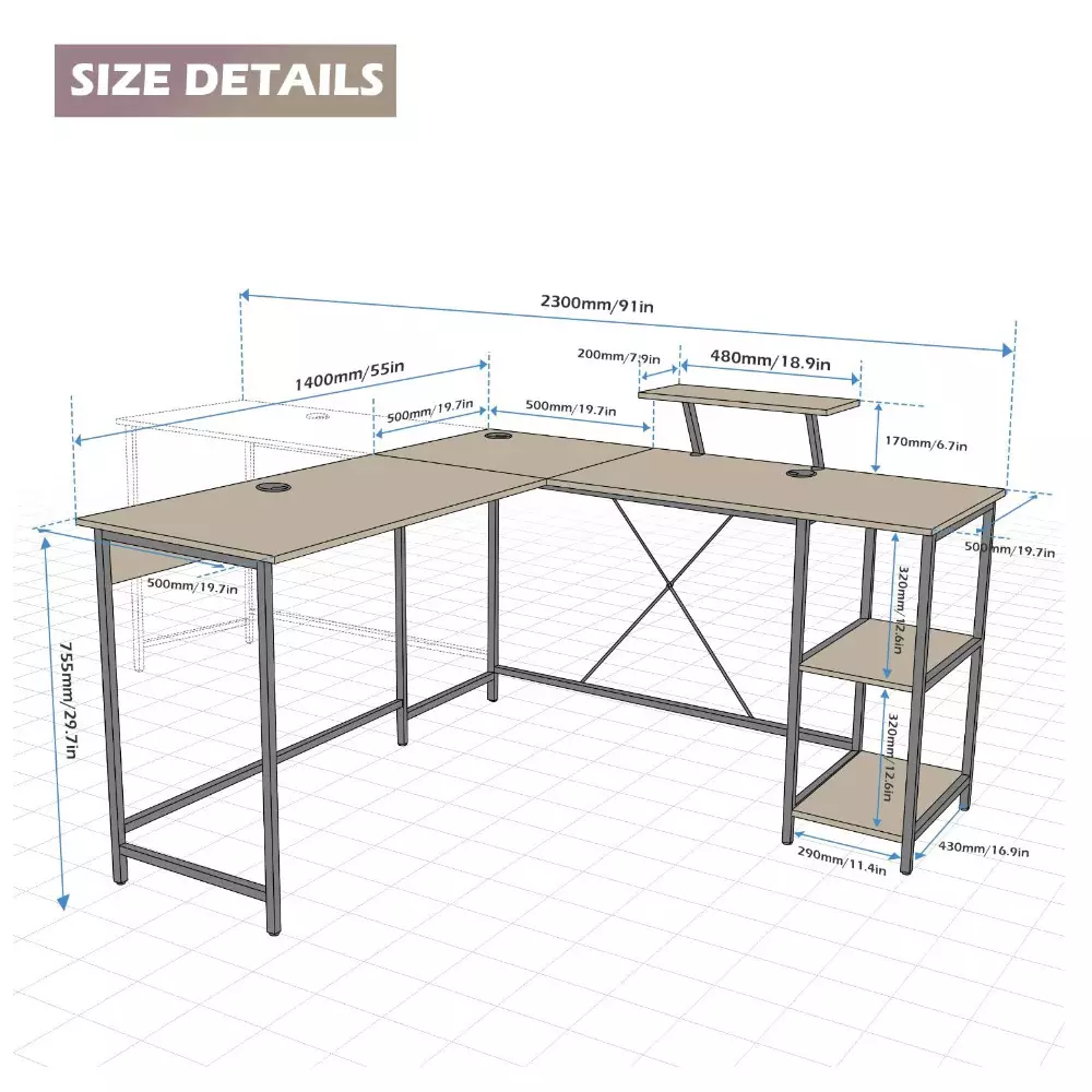 Risina L shaped desk