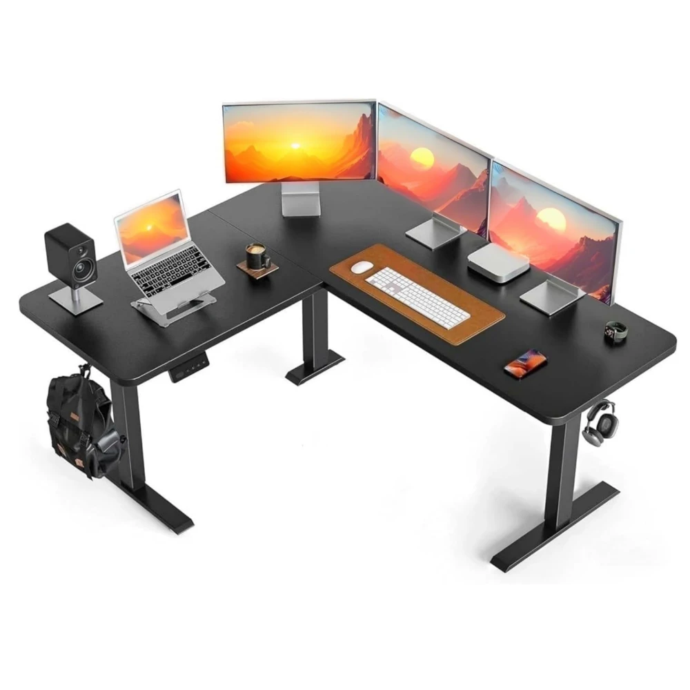 L Shape Height Adjustable Desk