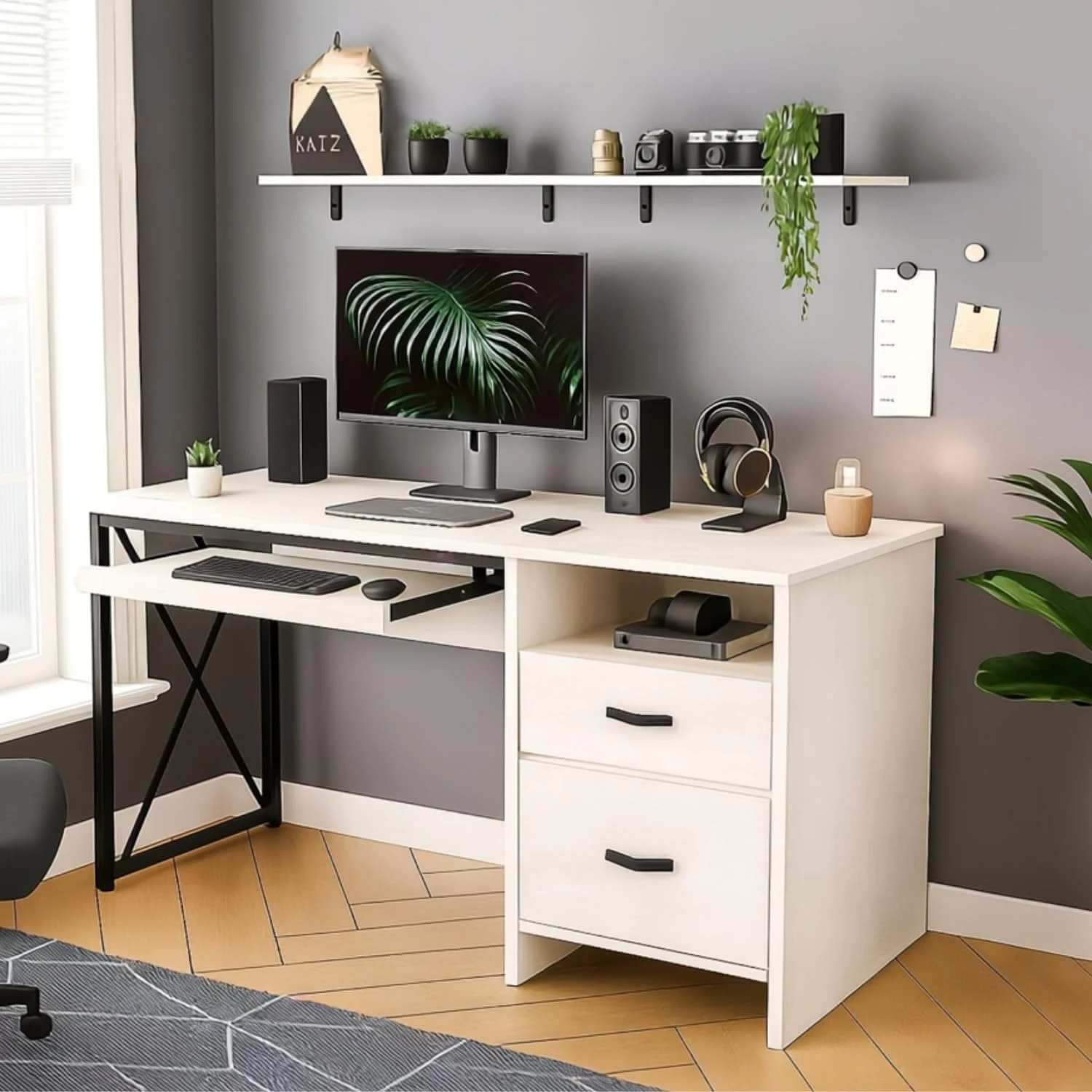 Drawer Pod Desk (White/120 Cm)
