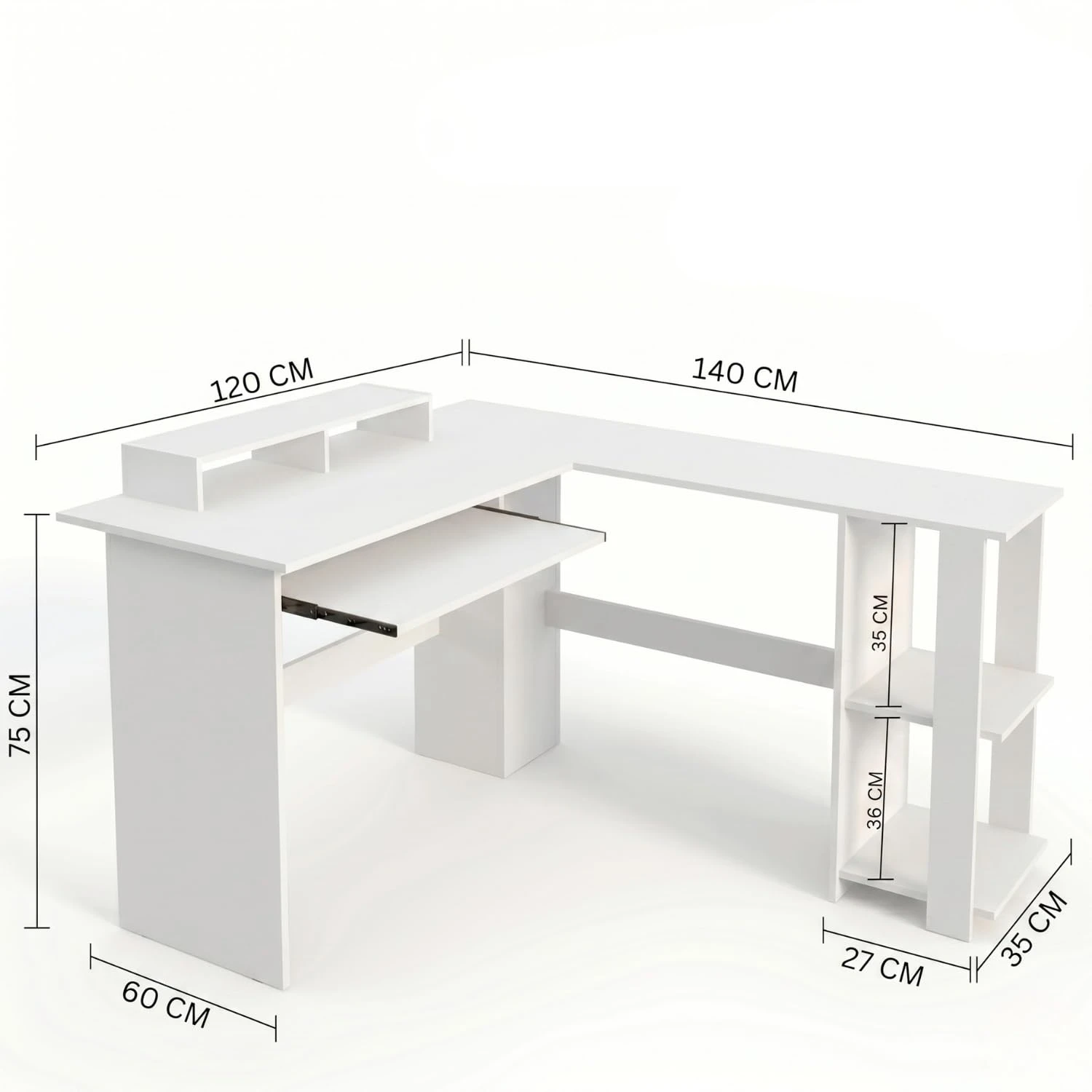 Oddy L Shape Table (white)