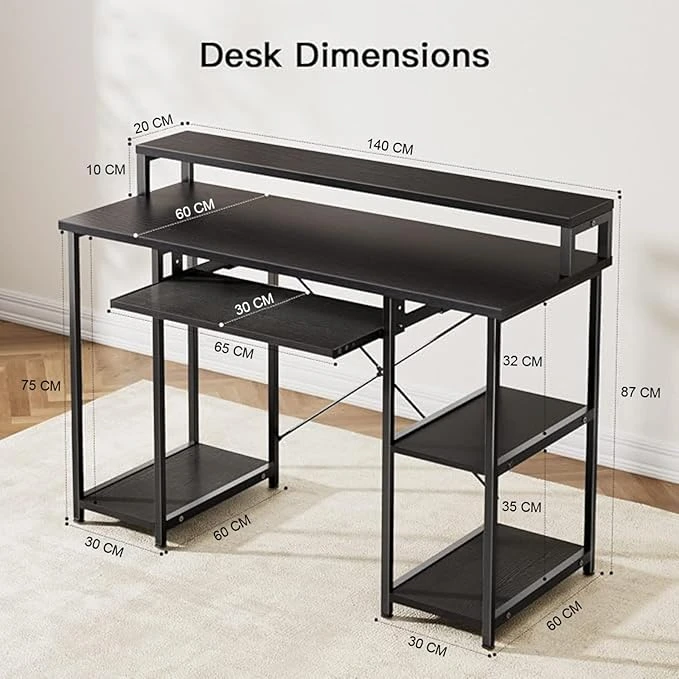 Trio Desk (140 cm/Black)
