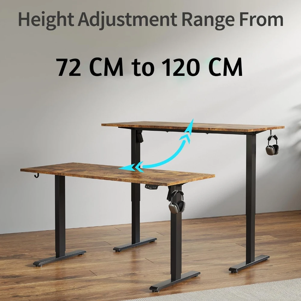 Height Adjustable Desk (Brown/Dual Motor)