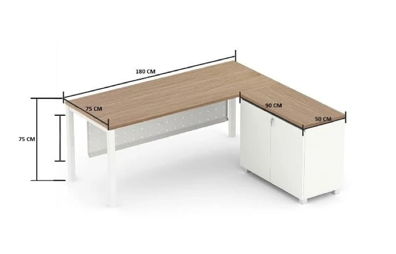 Serenity L-Shape Storage Desk (Walnut/180 CM)