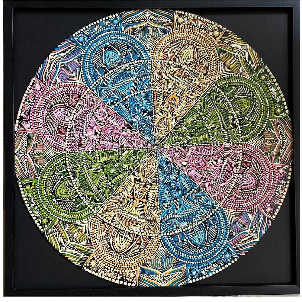 Winter Turns to Spring - Handpainted intricate Mandala