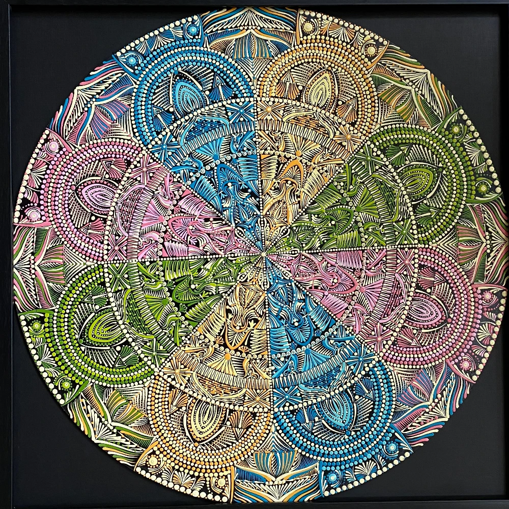Winter Turns to Spring - Handpainted intricate Mandala
