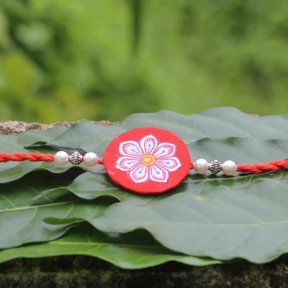 Handpainted Flower Red Rakhi