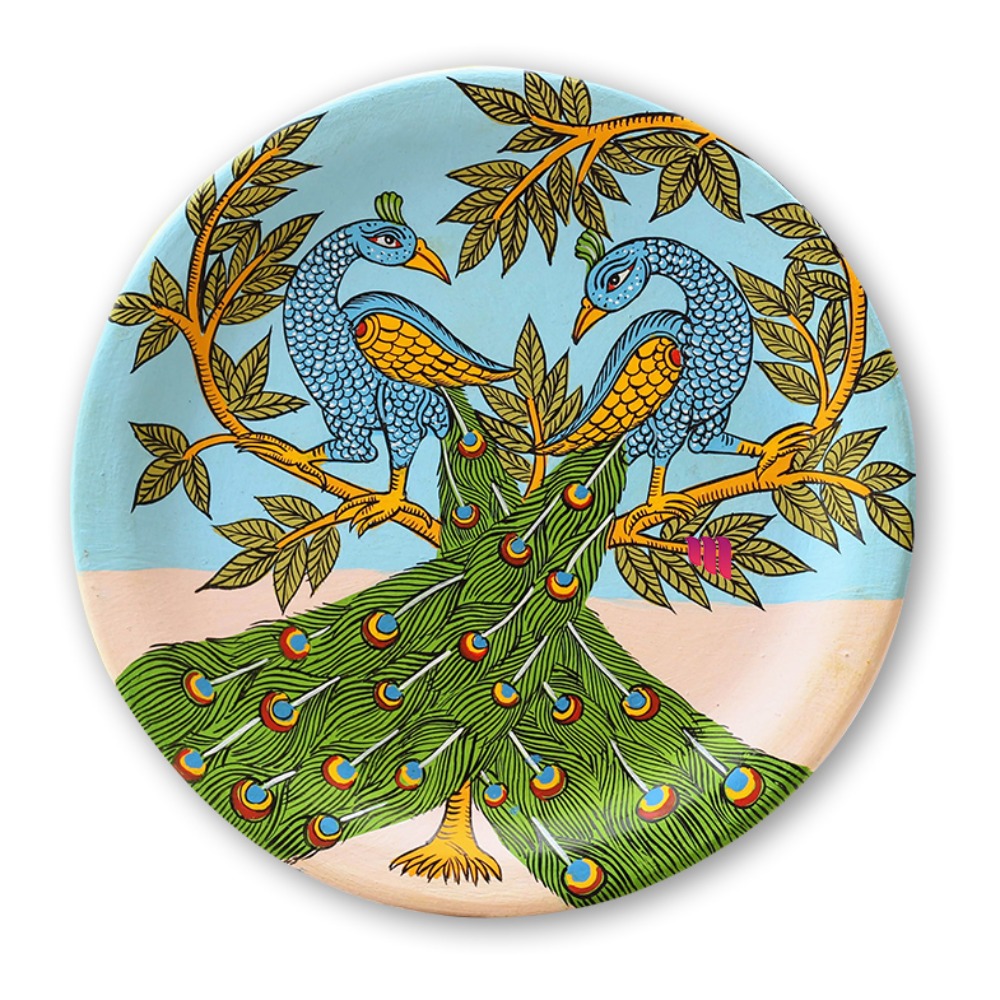 Peacock twins 10inch melamine wallplate