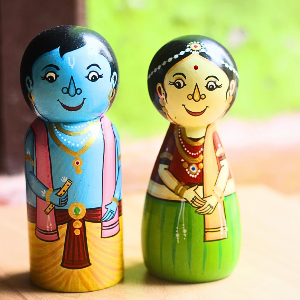 Radha Krishna Wooden Doll